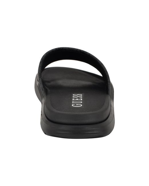 Guess Black Magaria Branded Elevated Pool Slides for men