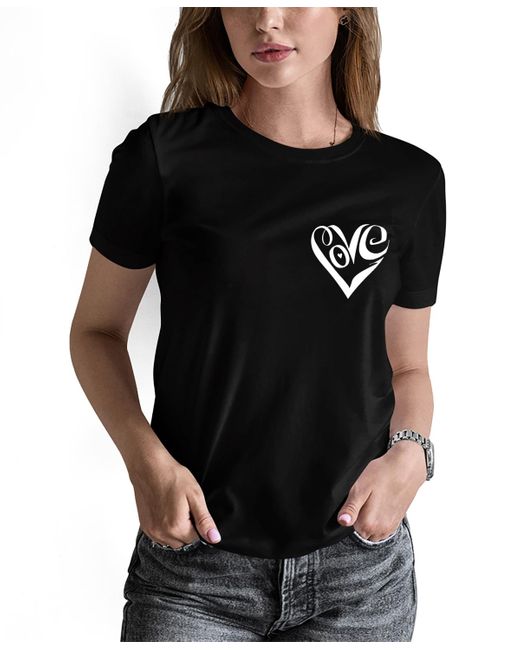 LA Pop Art Black Word Art Script Heart T-shirt