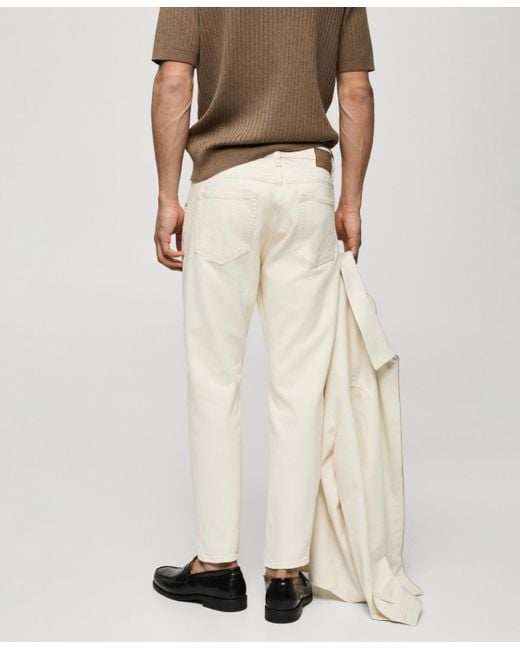 Mango White Ben Tapered Cropped Jeans for men