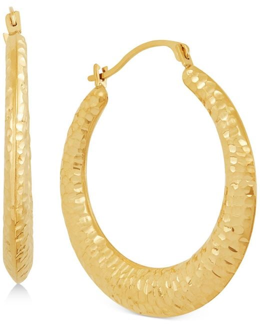 Macy's Metallic Radiant Textured Small Hoop Earrings In 10k Gold