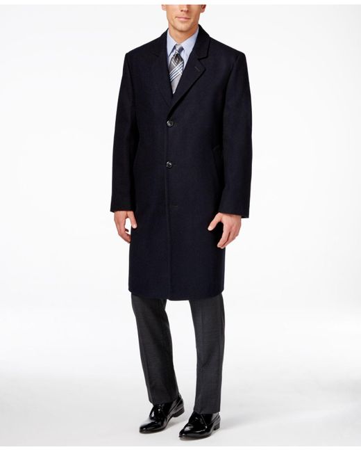 London Fog Blue Big And Tall Signature Wool-blend Overcoat for men