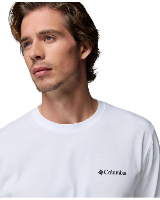 Columbia White Fundamental Graphic Long-sleeve T-shirt for men