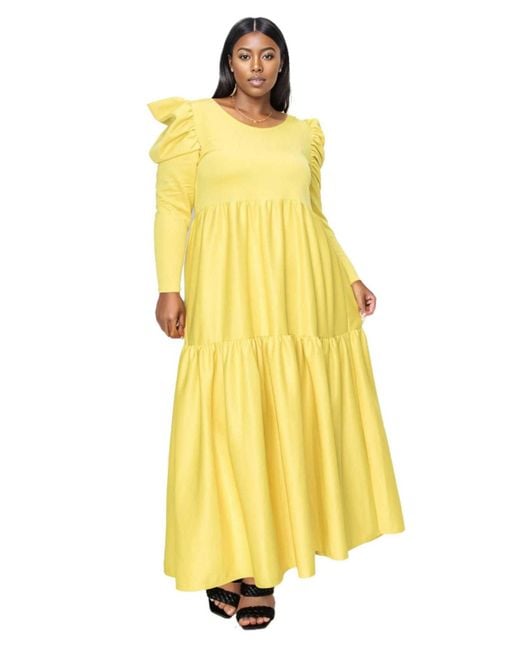 L I V D Yellow Plus Size Isabel Tiered Maxi Dress