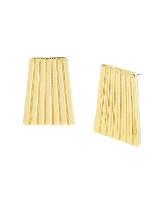 Steve Madden Metallic Gold Vintage Ribbed Tapered Button Earrings