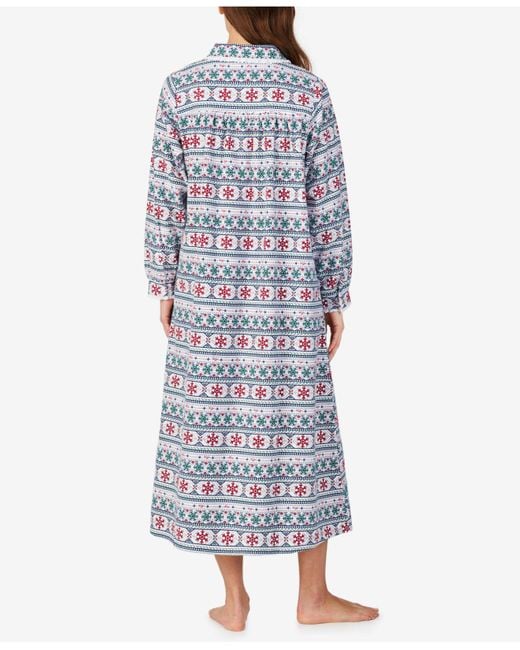 Lanz of Salzburg Cotton Lacetrim Flannel Nightgown in Blue Lyst