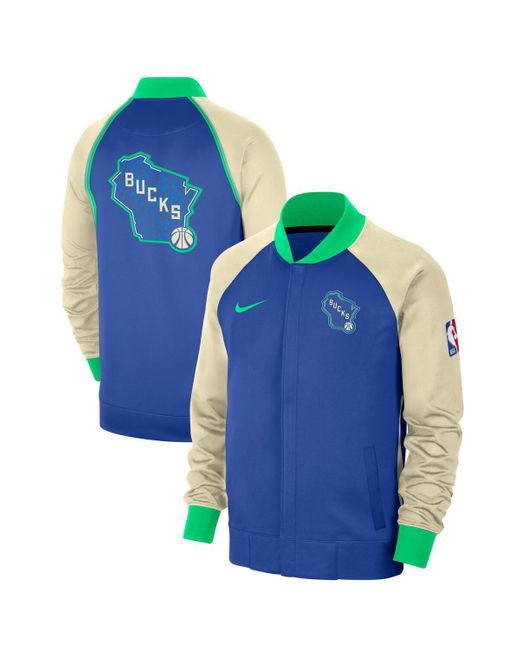 Nike Blue Milwaukee Bucks 2023/24 City Edition Authentic Showtime Performance Raglan Full-zip Jacket for men