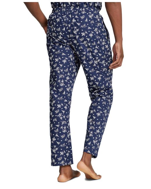 Polo Ralph Lauren Blue Cotton Printed Pajama Pants for men
