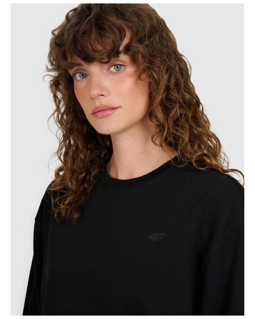 4F Black Pullover Basic Sweatshirt Without Hood