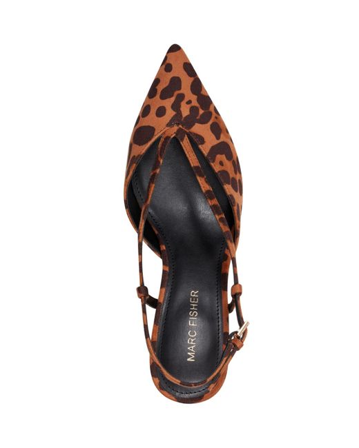 Marc Fisher Brown Avila Slingback Kitten Heel Pumps