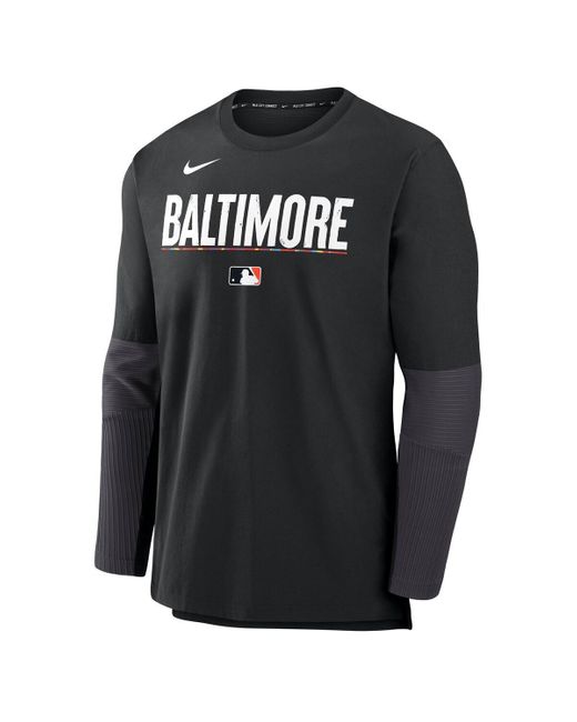 Nike Black Baltimore Orioles Authentic Collection City Connect Lightweight Player Tri-blend Performance Long Sleeve T-shirt for men