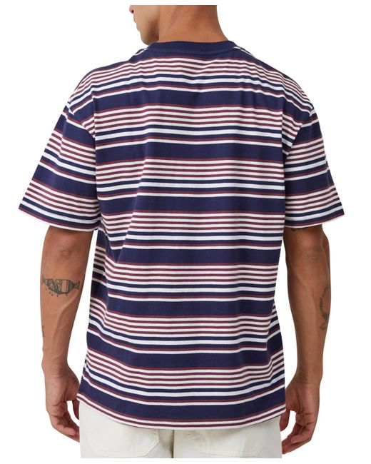 Cotton On Blue Loose Fit Stripe T-shirt for men