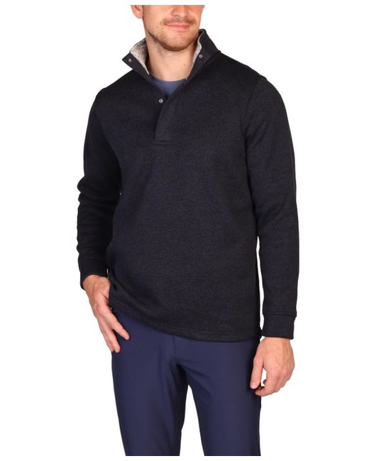 Tailorbyrd Blue Sweater Knit Snap Placket Pullover for men