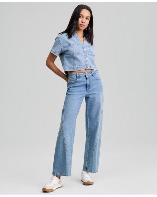 And Now This Blue Patchwork Denim Shirt