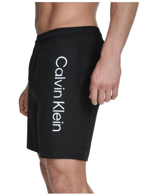 Calvin Klein Black Regular-fit Quick-dry 5" Swim Trunks for men