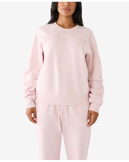 True Religion Pink Relaxed Stacked Sweatshirt