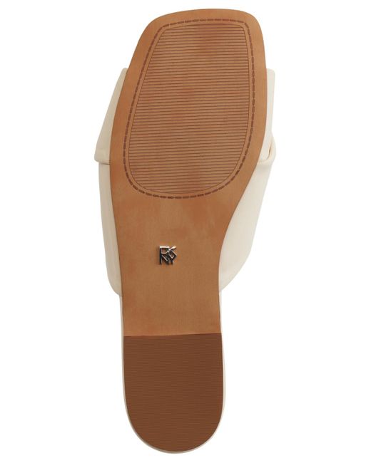 DKNY White Doretta Square Toe Slide Sandals