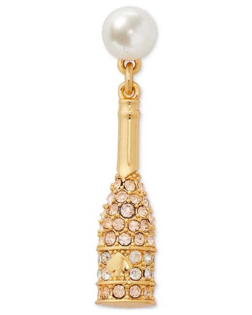 Kate Spade Goldtone Pave & Imitation Pearl Champagne Drop Earrings in