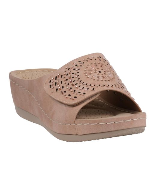 Gc Shoes Brown Adrina Embellished Wedge Sandals