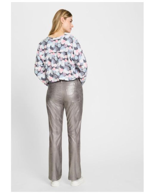 Olsen Gray Metallic Soft Leather Look Pant
