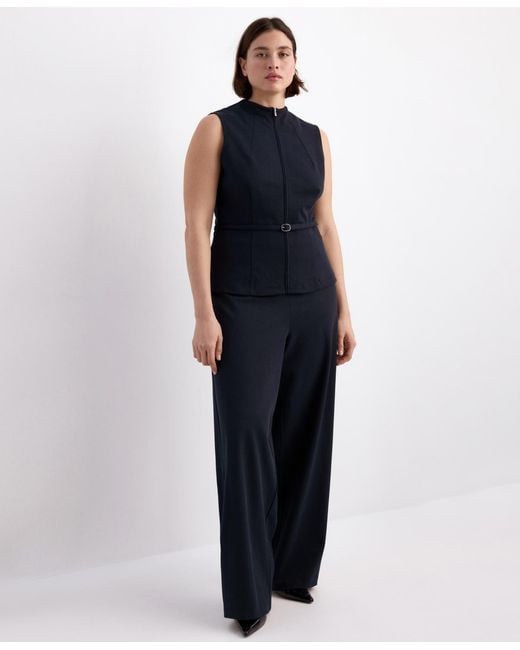 Mango Blue Straight Lyocell Pants