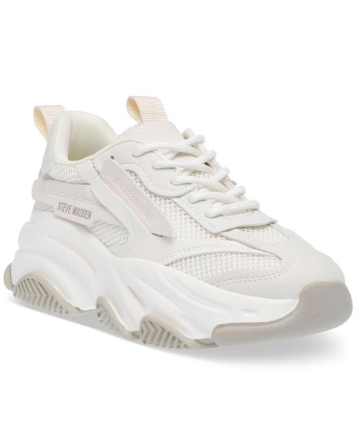 Steve Madden White Possession Chunky Lace-up Sneakers