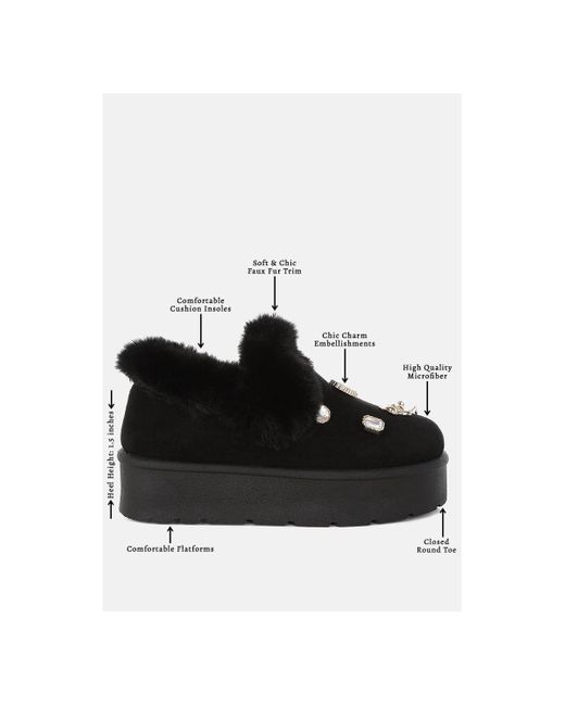 LONDON RAG Black Zeta Charm Detail Slip On Snow Boots