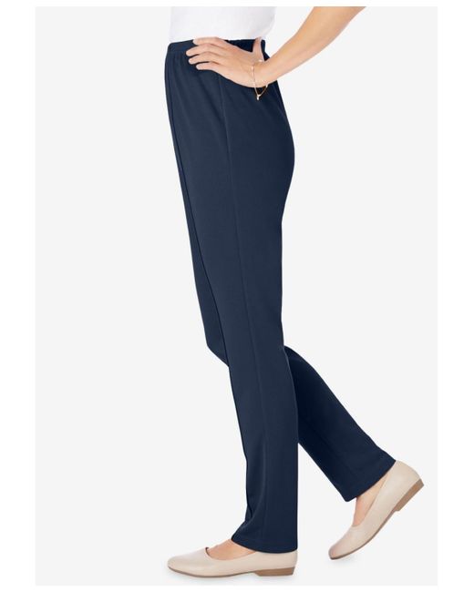 Woman Within Blue Plus Size Tall The Hassle-free Elastic-waist Soft Knit Pant