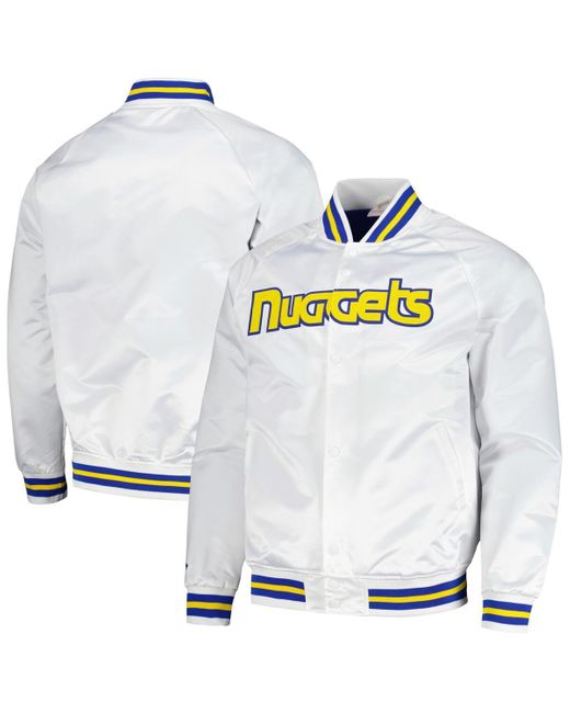 Mitchell & Ness White Denver nuggets Hardwood Classics Throwback Wordmark Raglan Full-snap Jacket for men