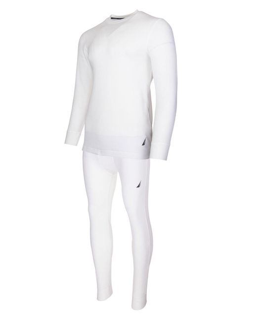 Nautica Cotton 2 Piece Big And Tall Waffle Thermal Sets in White for