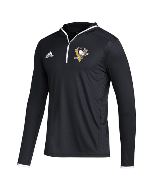 Adidas Blue Pittsburgh Penguins Team Long Sleeve Quarter-zip Hoodie T-shirt for men
