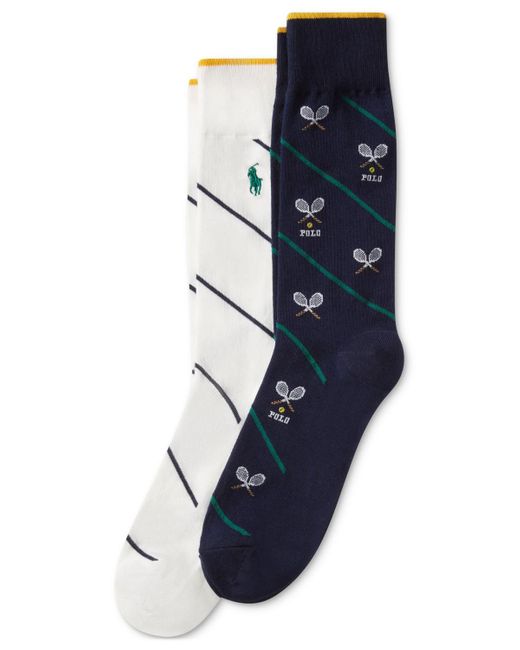 Polo Ralph Lauren Blue 2-pk. Tennis Racquets Slack Socks for men