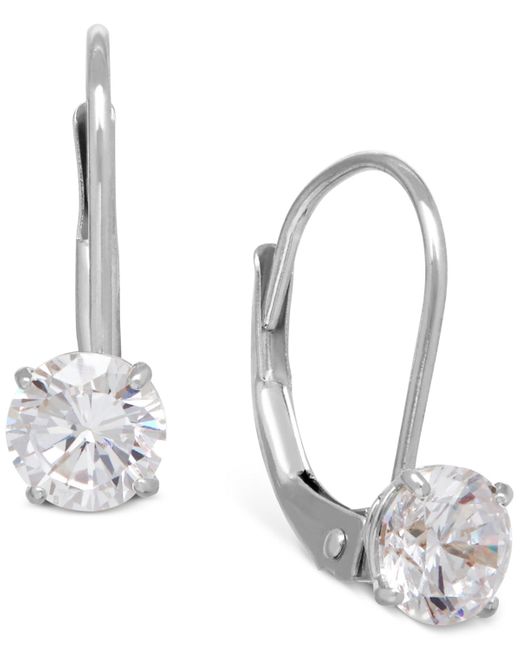 Macy's Metallic Solitaire Cubic Zirconia Hoop Earrings In 14k Yellow, White, And Rose Gold
