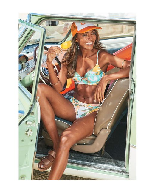 Lascana Blue Mix Print Underwire Bikini Swimsuit Top Bra Sizing
