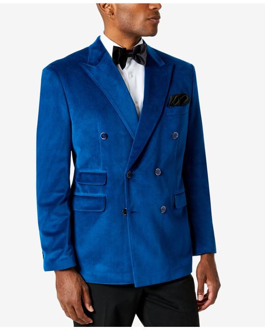 Tayion Collection Classicfit Velvet Suit Jacket in Blue for Men Lyst