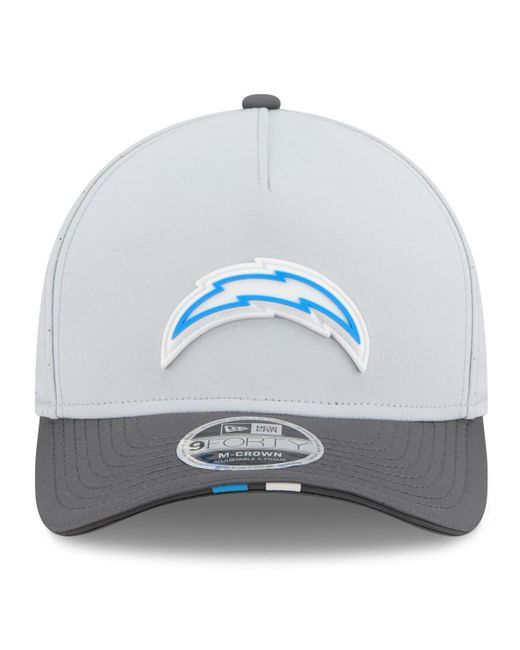 KTZ Blue Gray/graphite Los Angeles Chargers 2025 Nfl Training Camp A-frame 9forty Adjustable Hat for men