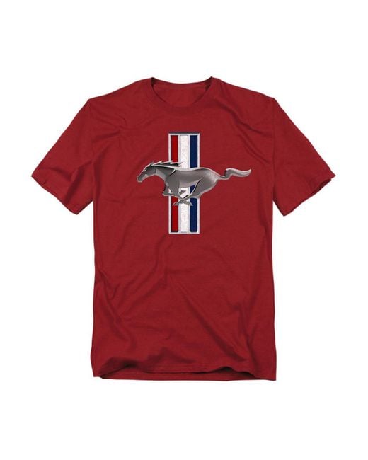Mustang Red Logovision Ford Vintage Stripes T-shirt for men
