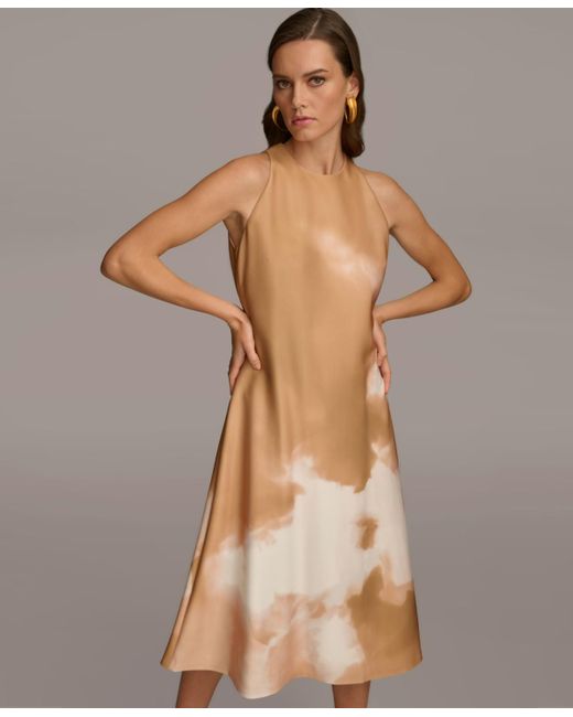 Donna Karan Multicolor Halter-neck Sleeveless Midi Dress