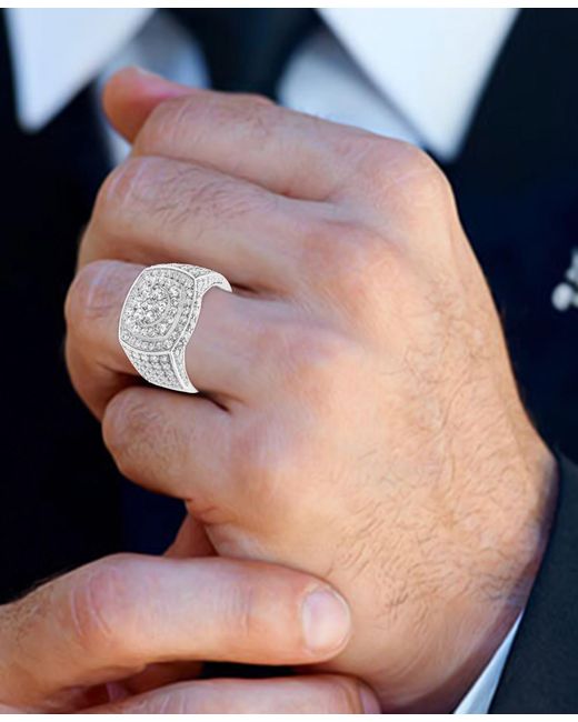 Macy's White Diamond Cluster Statement Ring (4 Ct. T.w. for men