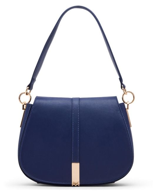 Anne Klein Blue Convertible Strap Small Saddle Bag