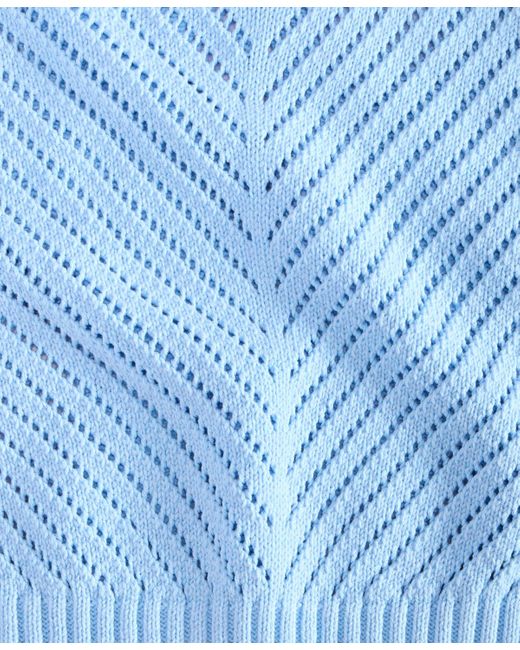On 34th Blue Diagonal-knit Puff-sleeve Sweater