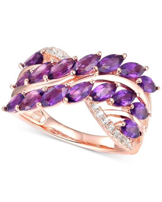 Macy's Metallic Amethyst (2 Ct. T.w.) & Diamond (1/10 Ct. T.w.) Ring In 14k Rose Gold-plated Sterling Silver