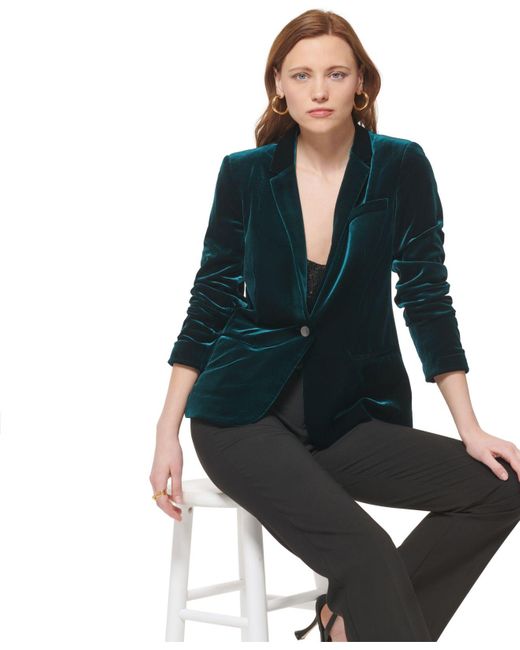 Calvin Klein Velvet Blazer in Blue Lyst