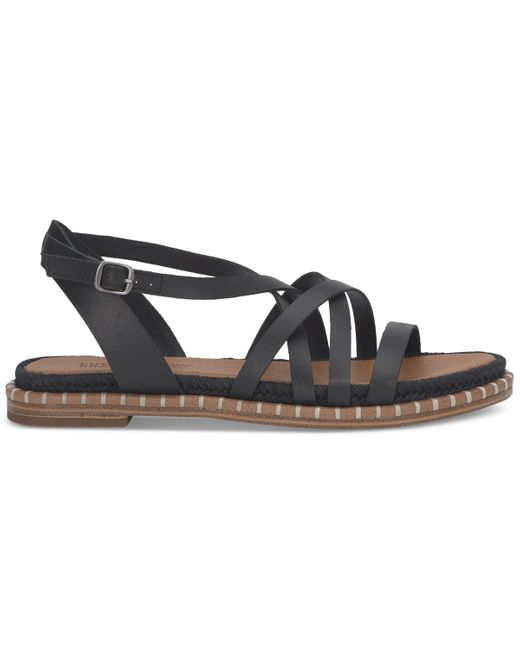 Lucky Brand Black Kielly Strappy Whipstitch Flat Sandals