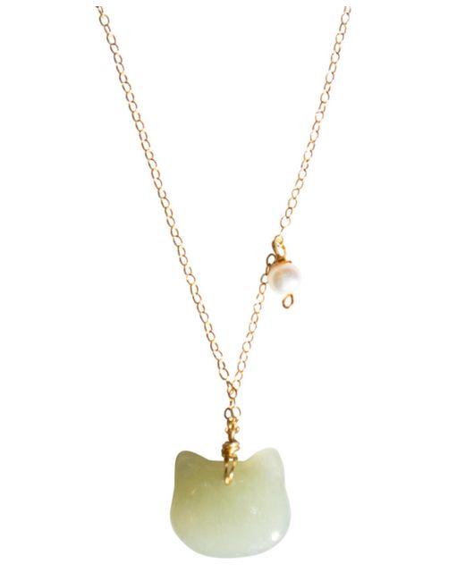 seree Metallic Choupette — Cat Jade Pendant Necklace