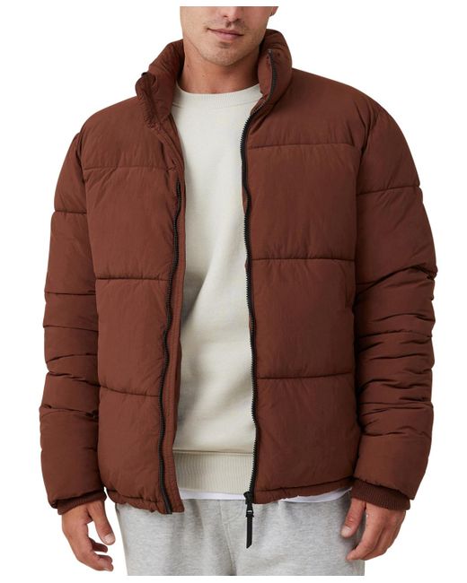 Cotton On Mother Puffer Jacket in Brown for Men Lyst