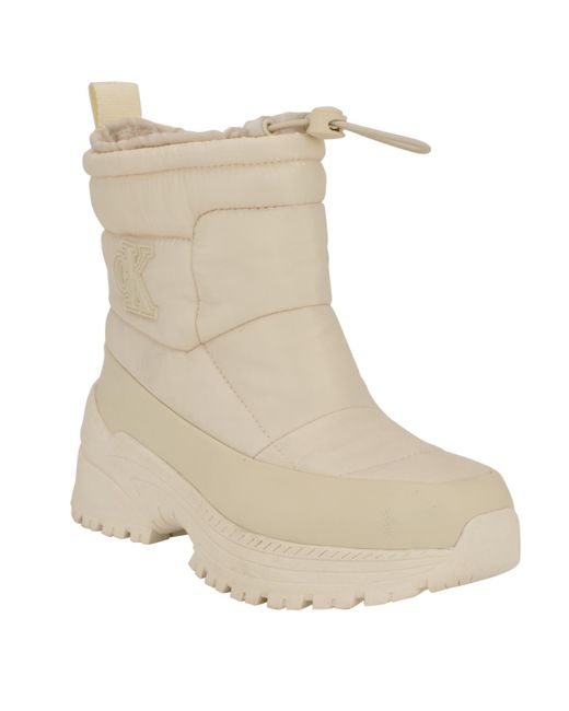 Calvin Klein Women's Natural Nelsa Round Toe Casual Lug Sole Booties