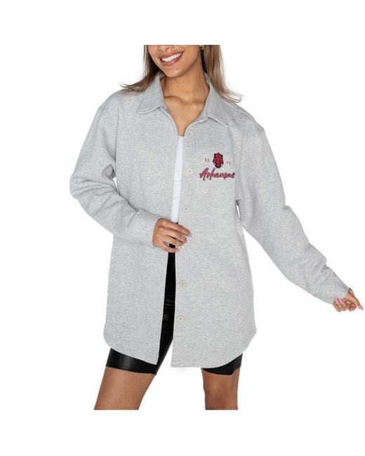 Gameday Couture Gray Arkansas Razorbacks Foundation Full-button Long Sleeve Overshirt
