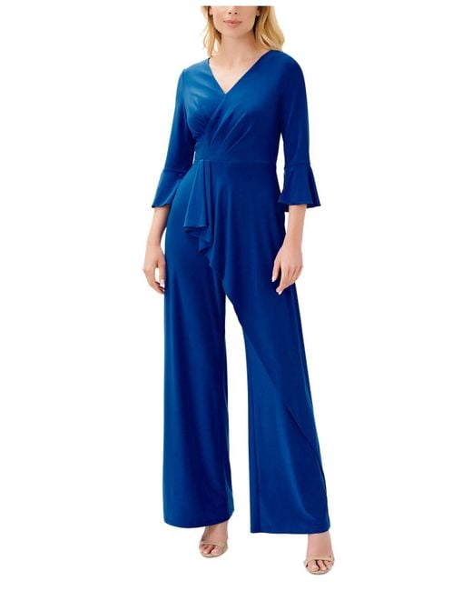 Adrianna Papell Synthetic Faux-wrap Jumpsuit in Marine (Blue) | Lyst