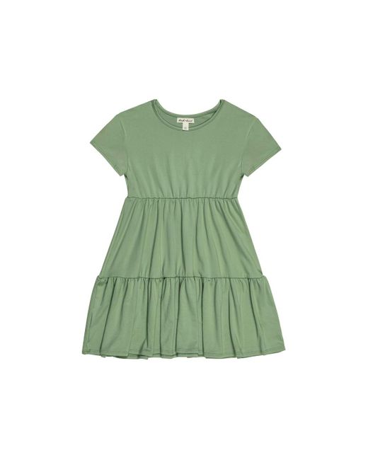 Derek Heart Green Girls Solid Tiered T-shirt Dress