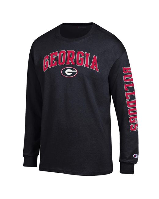 Champion Blue Georgia Bulldogs Arch Over Logo 2-hit Long Sleeve T-shirt for men
